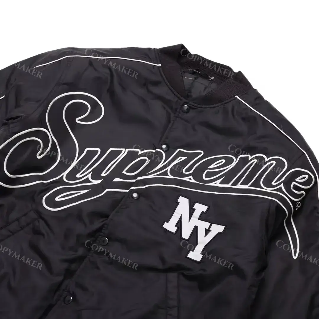 SUP 20FW Contrast Script Varsity Jacket 刺繡貼布 紐約棒球夾克棉服外套