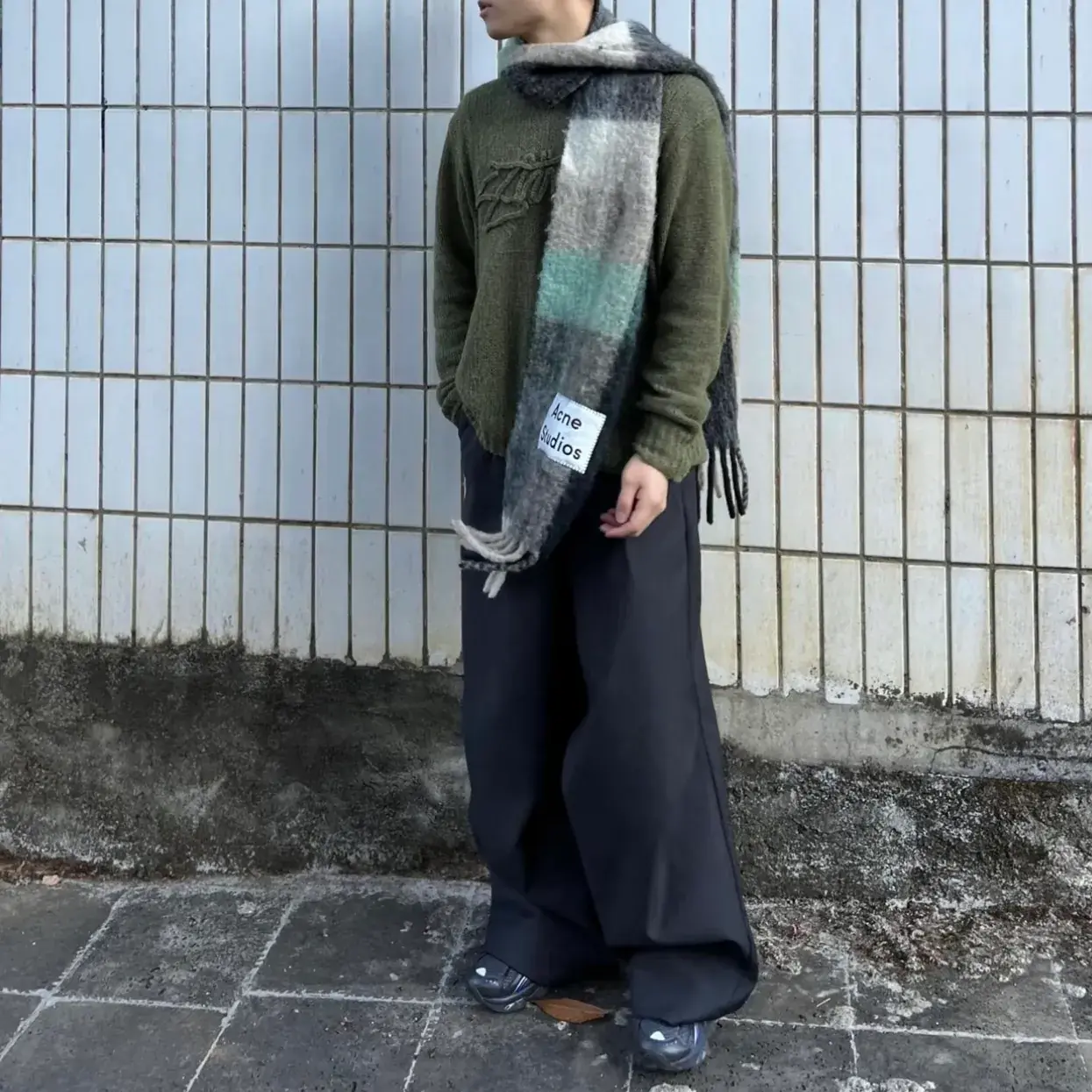 【現貨】Acne Studios 23FW 經典款 格紋拼色 羊毛混紡 圍巾 披肩 二色