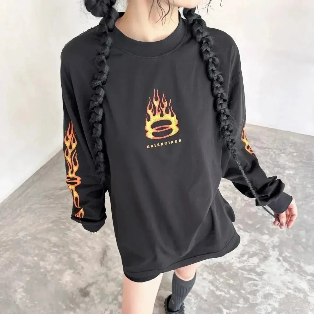 【現貨】【福利回饋】巴黎 BLC 24SS BURNING UNITY T-SHIRT 雙環火焰 長袖T恤