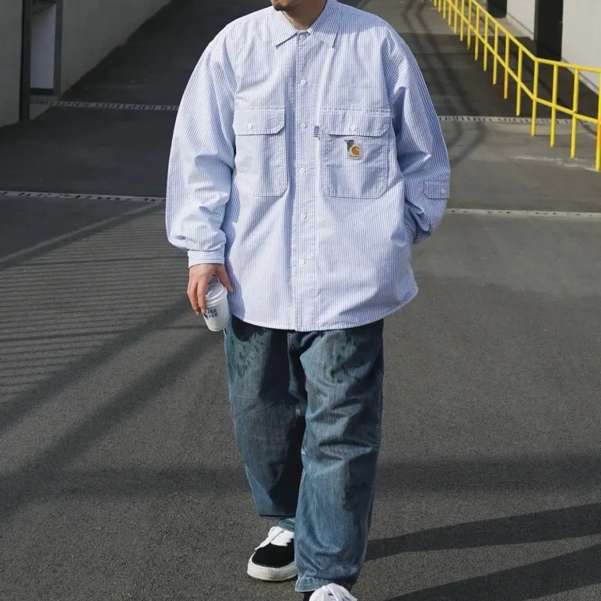Carhartt WIP x INVINCIBLE 23SS 卡哈特 聯名 條紋復古口袋 襯衫薄夾克 藍色