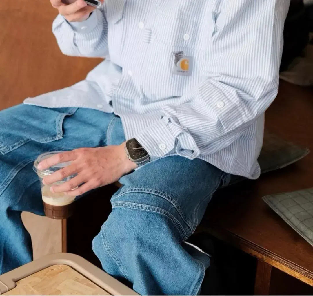 Carhartt WIP x INVINCIBLE 23SS 卡哈特 聯名 條紋復古口袋 襯衫薄夾克 藍色