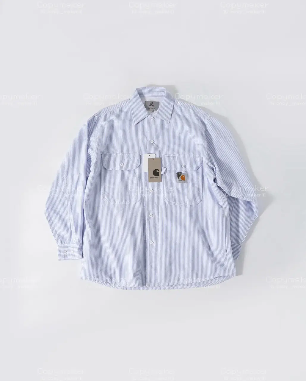 Carhartt WIP x INVINCIBLE 23SS 卡哈特 聯名 條紋復古口袋 襯衫薄夾克 藍色