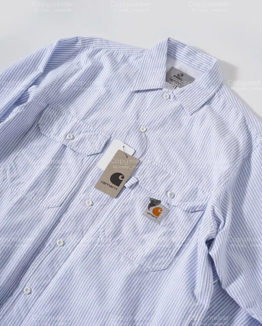Carhartt WIP x INVINCIBLE 23SS 卡哈特 聯名 條紋復古口袋 襯衫薄夾克 藍色