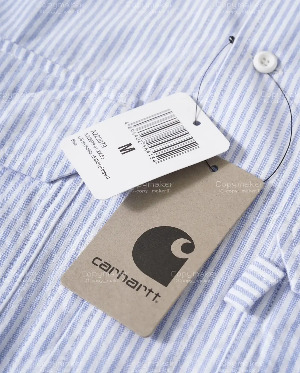 Carhartt WIP x INVINCIBLE 23SS 卡哈特 聯名 條紋復古口袋 襯衫薄夾克 藍色