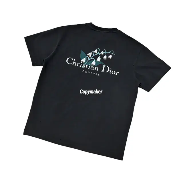 【現貨】D1OR 25FW Couture 開裂小破壞 胸前字母logo 背後鈴蘭花 短袖T恤 黑色/白色