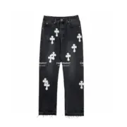 2021SS CHROME HEARTS x Levi’s 克羅心 十字架 皮標 牛仔褲 直筒褲 長褲：圖片 2