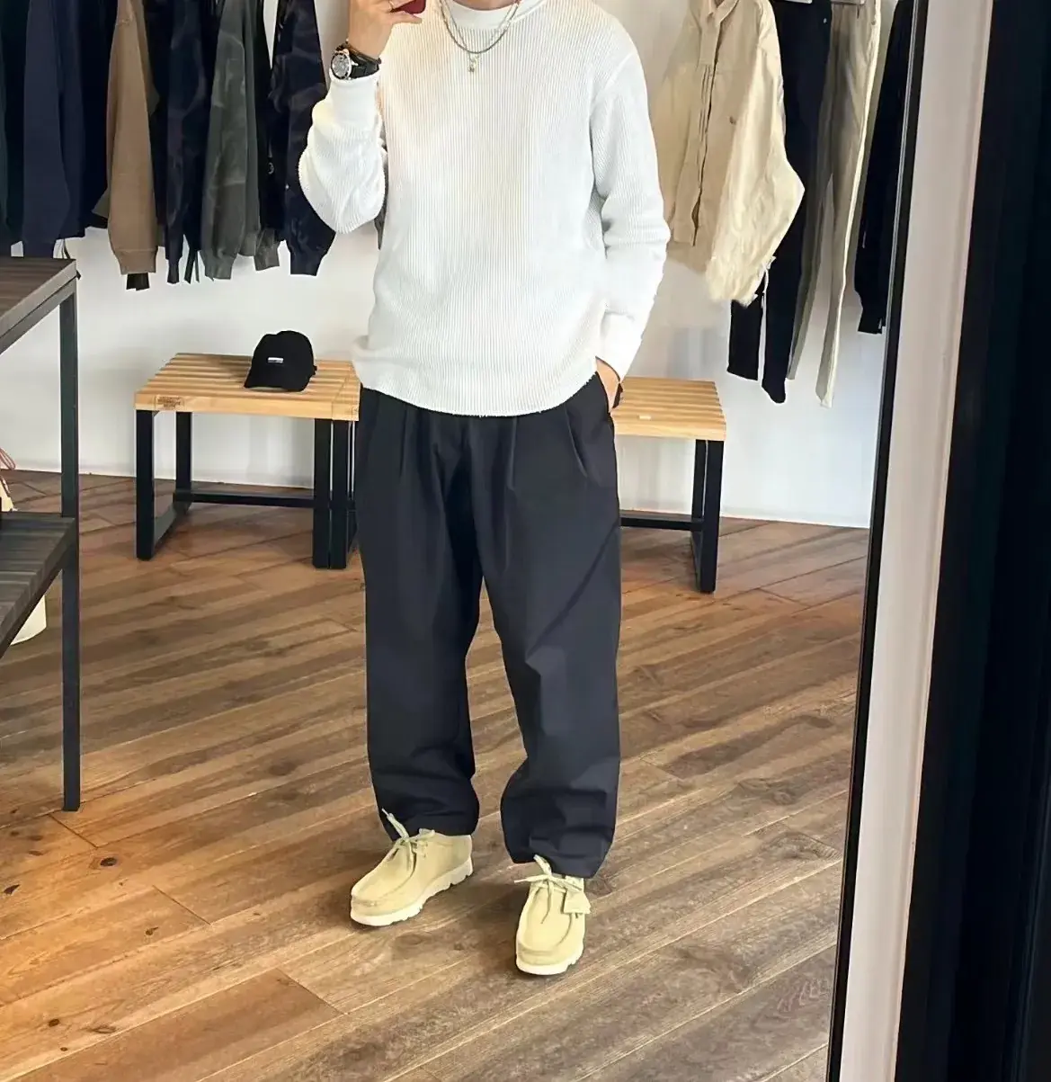 NEIGHBORHOOD 24SS 日系百搭 雙摺印錐形九分褲休閒褲長褲 NBHD