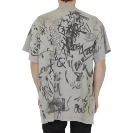 巴黎 BLC 23SS SKATER T-SHIRT  秀款 曼聯 水洗塗鴉作舊破壞 毛巾刺繡 短袖T恤