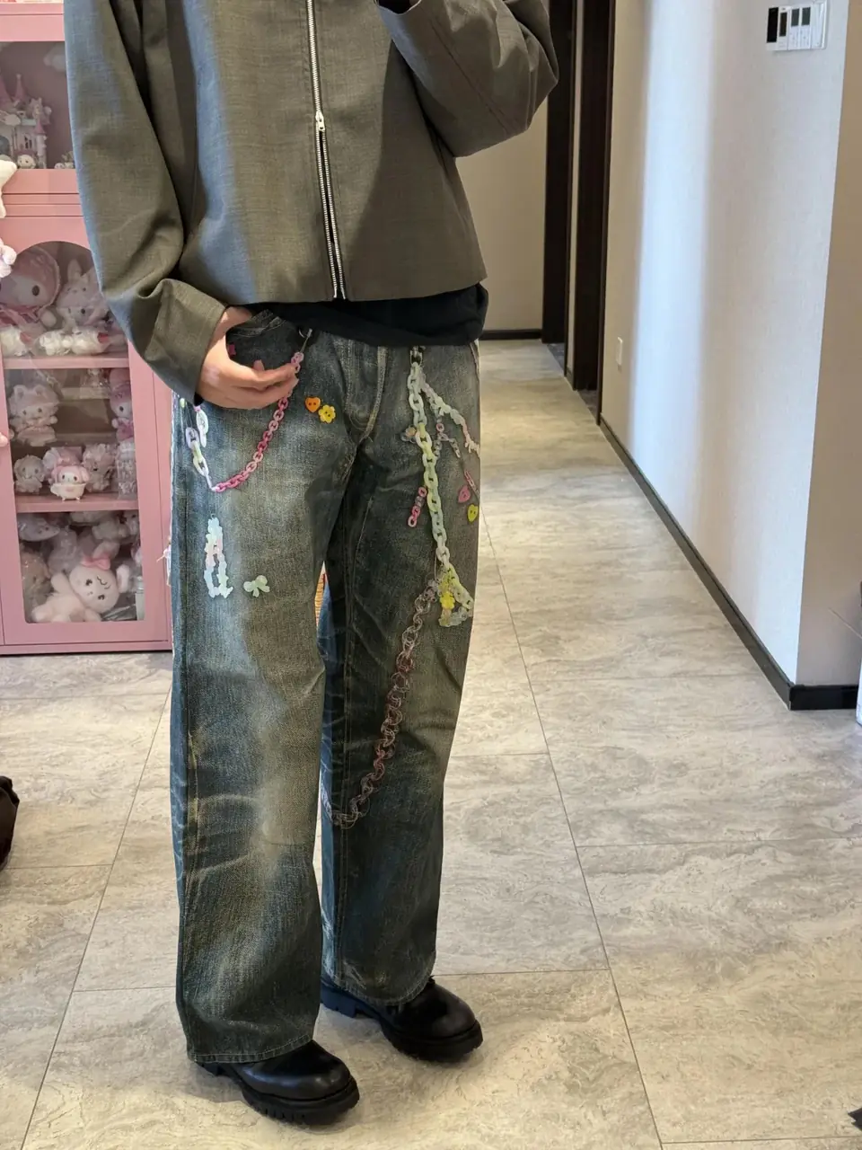 【現貨】Acne Studios 25SS 做舊水洗 糖果鏈條 3D印花 直筒牛仔褲長褲工裝褲 1981M/2006
