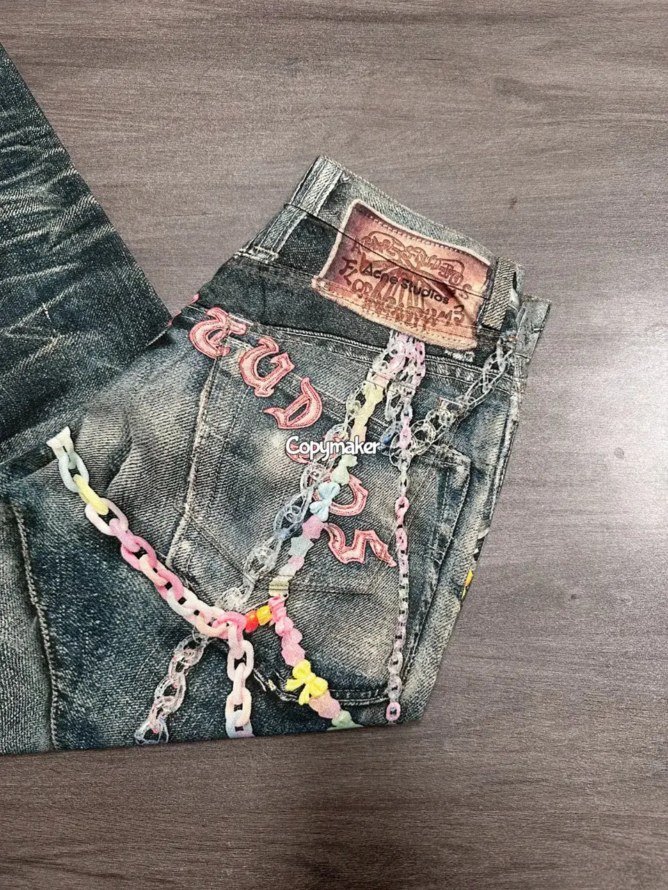 【現貨】Acne Studios 25SS 做舊水洗 糖果鏈條 3D印花 直筒牛仔褲長褲工裝褲 1981M/2006