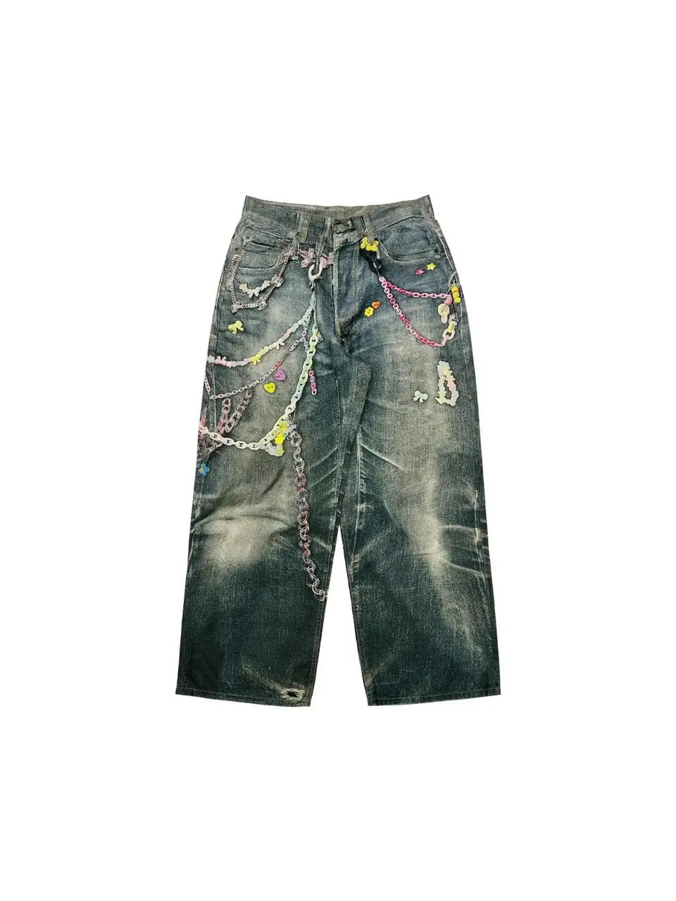 【現貨】Acne Studios 25SS 做舊水洗 糖果鏈條 3D印花 直筒牛仔褲長褲工裝褲 1981M/2006