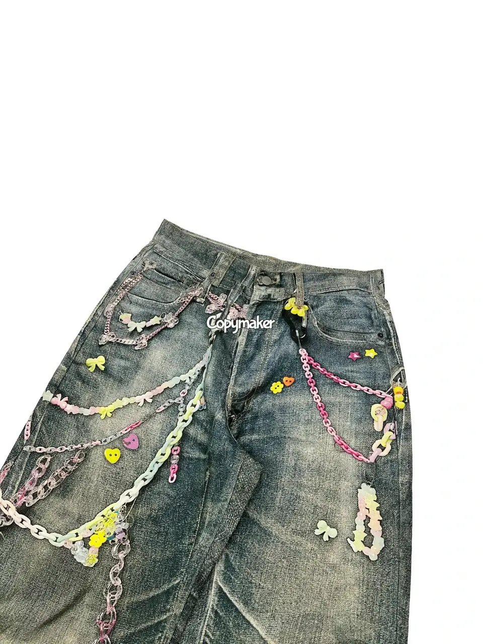 【現貨】Acne Studios 25SS 做舊水洗 糖果鏈條 3D印花 直筒牛仔褲長褲工裝褲 1981M/2006