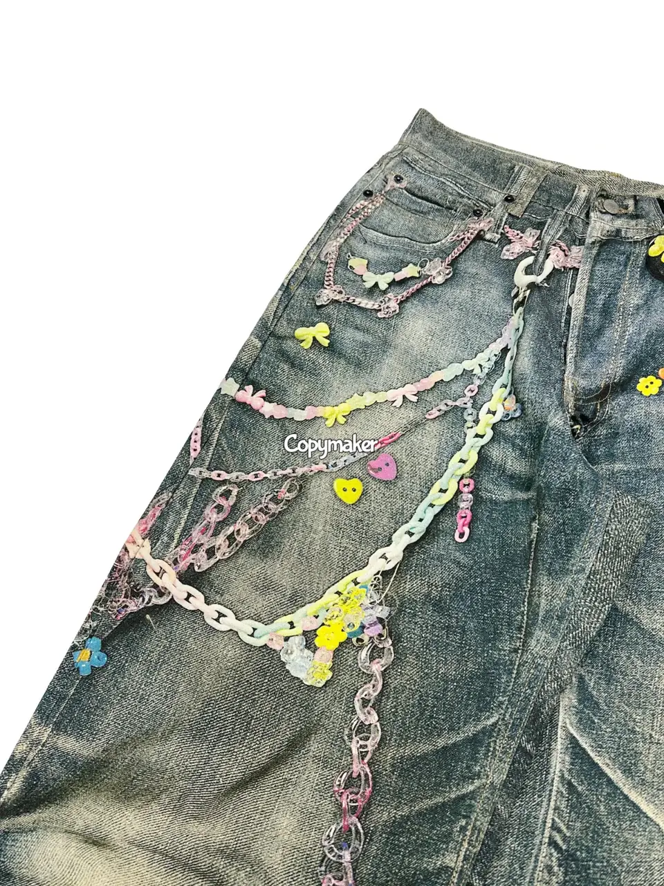 【現貨】Acne Studios 25SS 做舊水洗 糖果鏈條 3D印花 直筒牛仔褲長褲工裝褲 1981M/2006