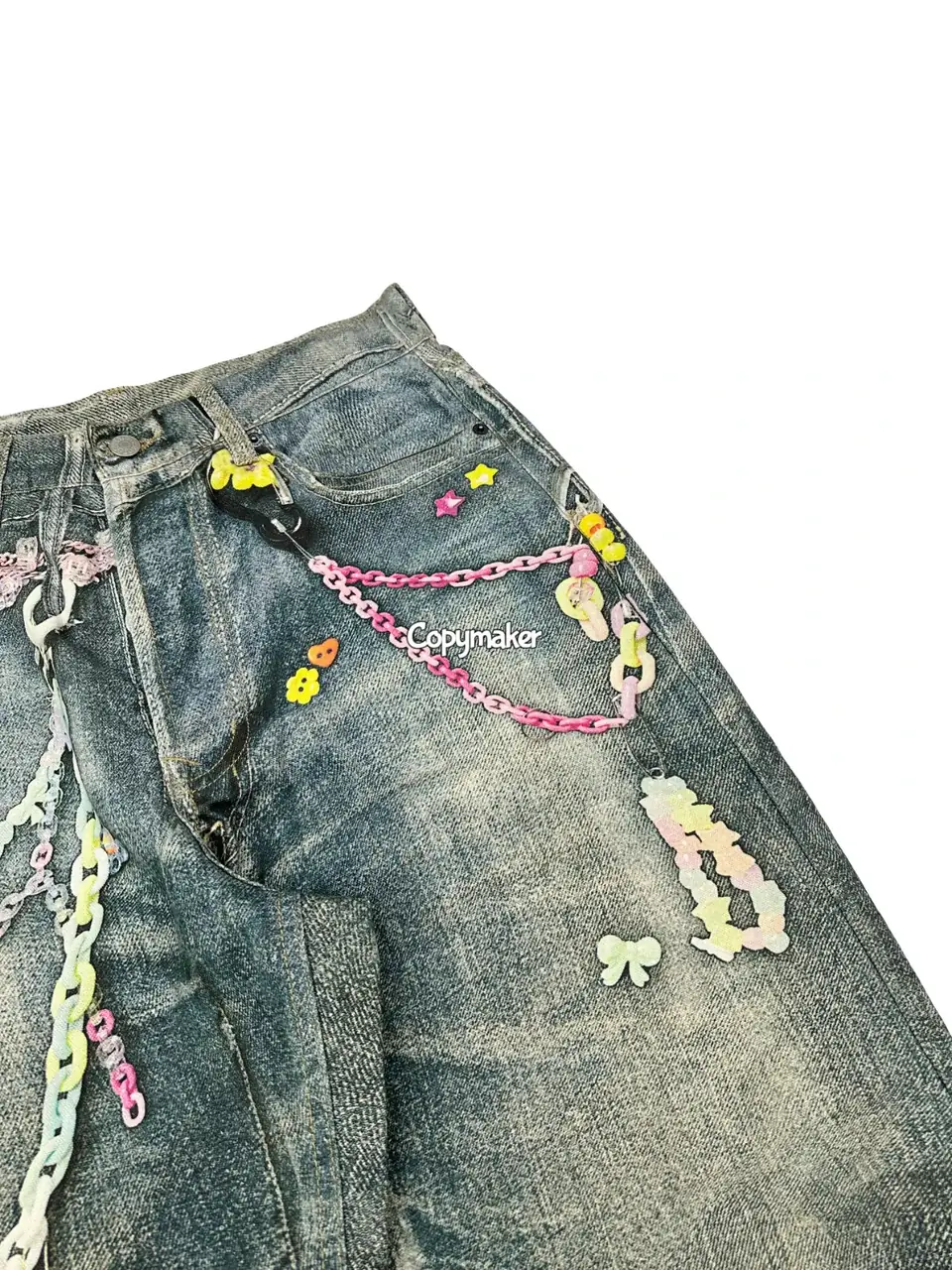 【現貨】Acne Studios 25SS 做舊水洗 糖果鏈條 3D印花 直筒牛仔褲長褲工裝褲 1981M/2006