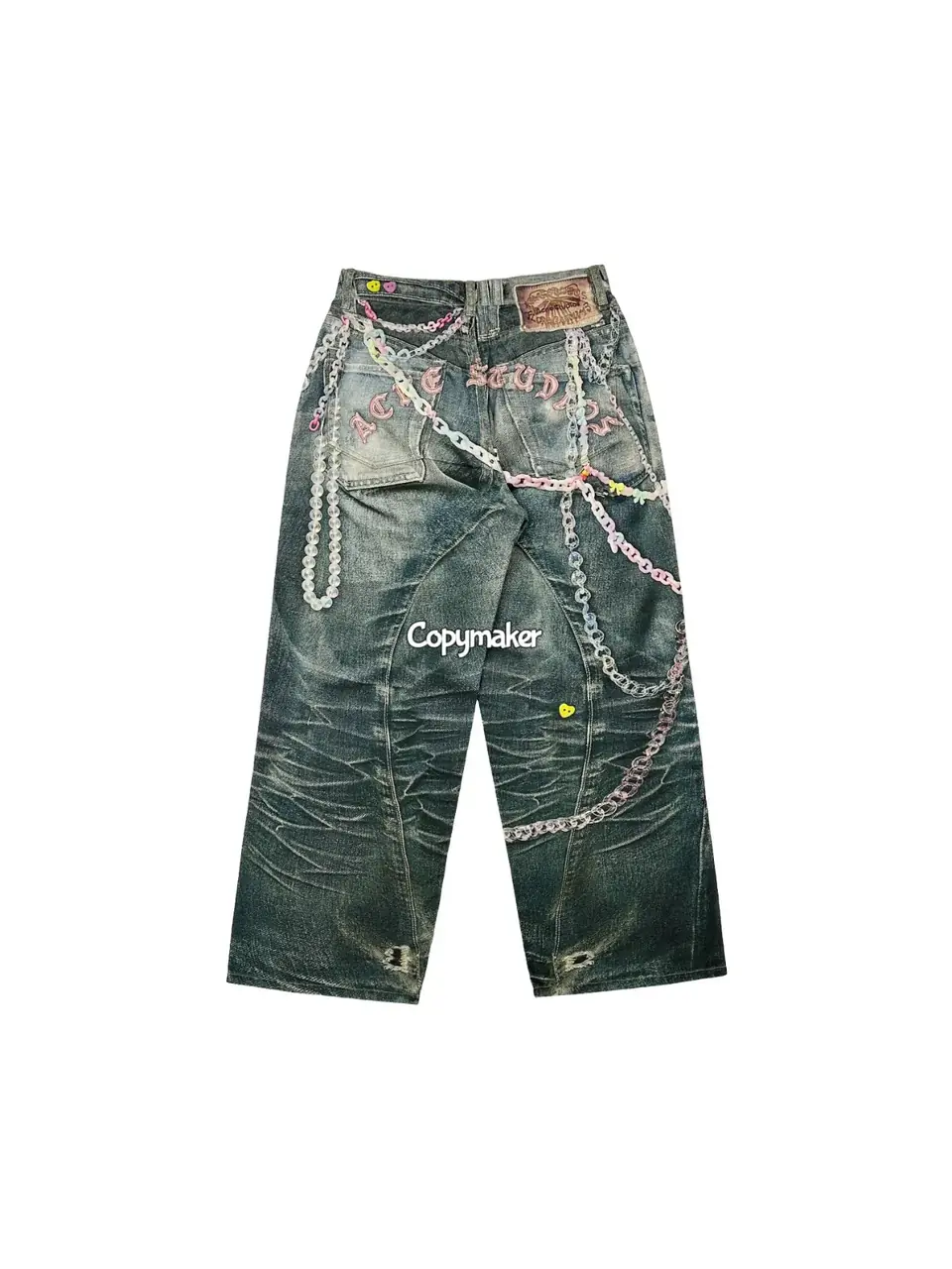 【現貨】Acne Studios 25SS 做舊水洗 糖果鏈條 3D印花 直筒牛仔褲長褲工裝褲 1981M/2006