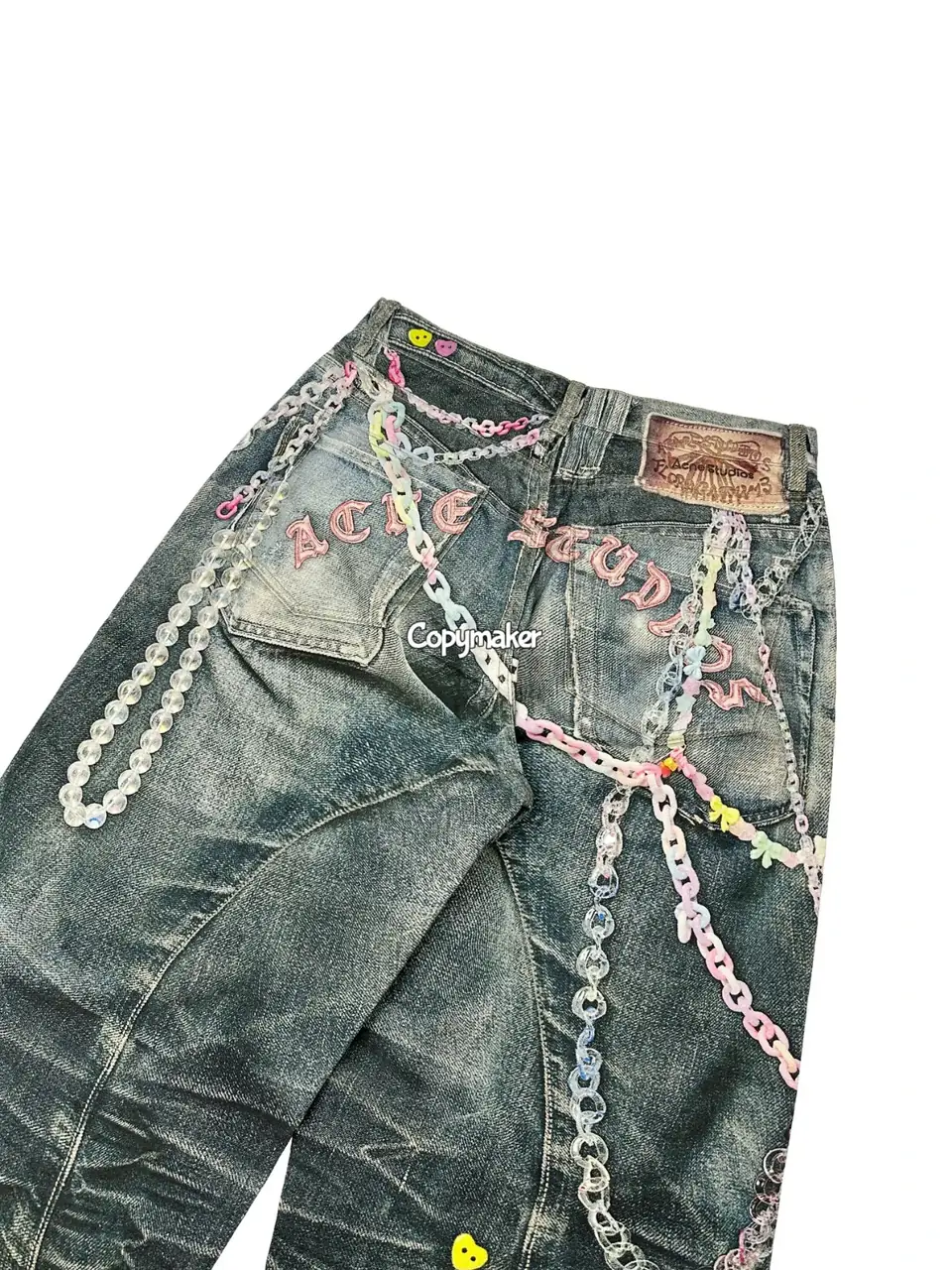 【現貨】Acne Studios 25SS 做舊水洗 糖果鏈條 3D印花 直筒牛仔褲長褲工裝褲 1981M/2006