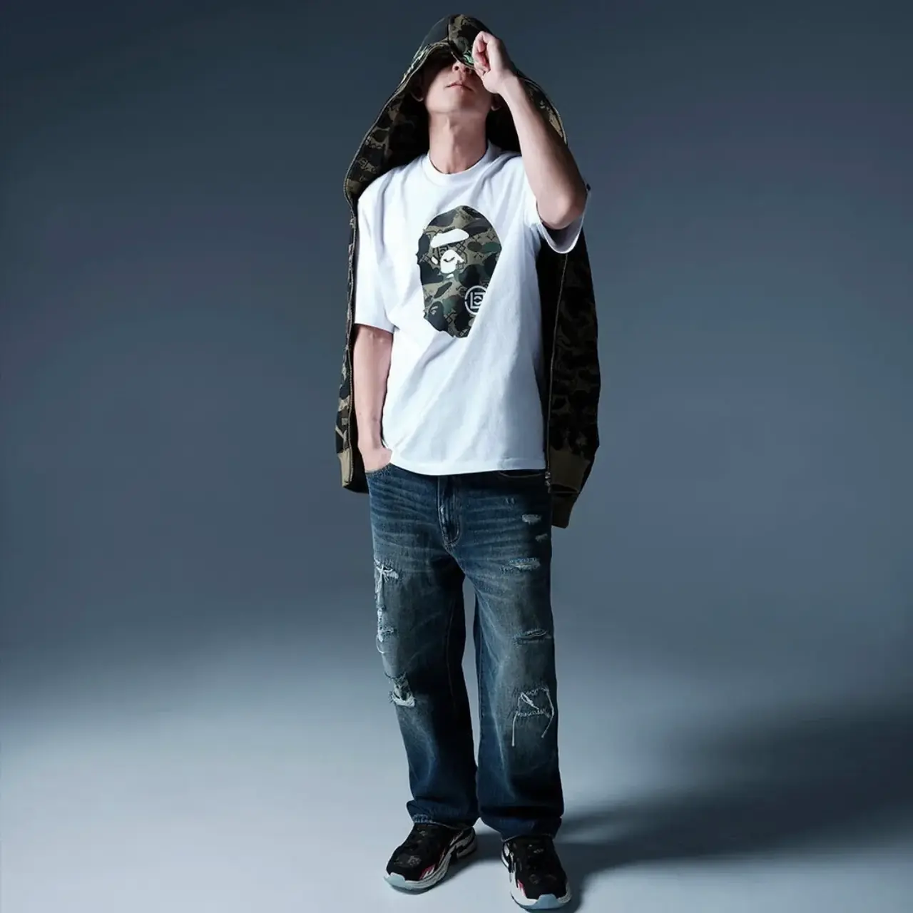 【現貨】A bathing ape BAPE x CLOT 25SS 經典聯名 迷彩大猿人印花 短袖T恤