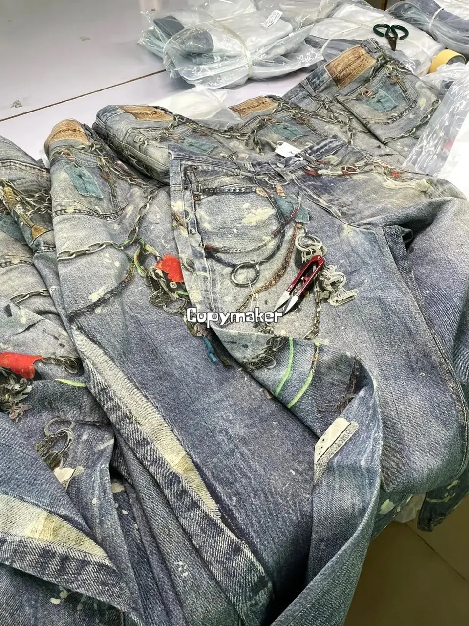 【現貨】Acne Studios 24SS 塗鴉滿版dirtyfit 噴墨baggy 3D印花 直筒牛仔褲長褲工裝褲 1981M