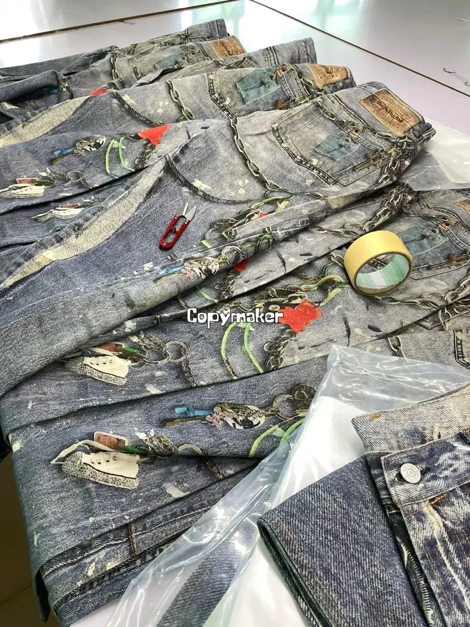 【現貨】Acne Studios 24SS 塗鴉滿版dirtyfit 噴墨baggy 3D印花 直筒牛仔褲長褲工裝褲 1981M