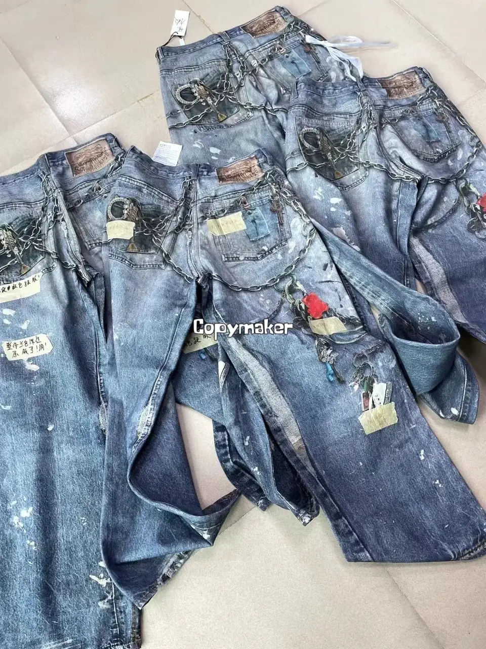 【現貨】Acne Studios 24SS 塗鴉滿版dirtyfit 噴墨baggy 3D印花 直筒牛仔褲長褲工裝褲 1981M