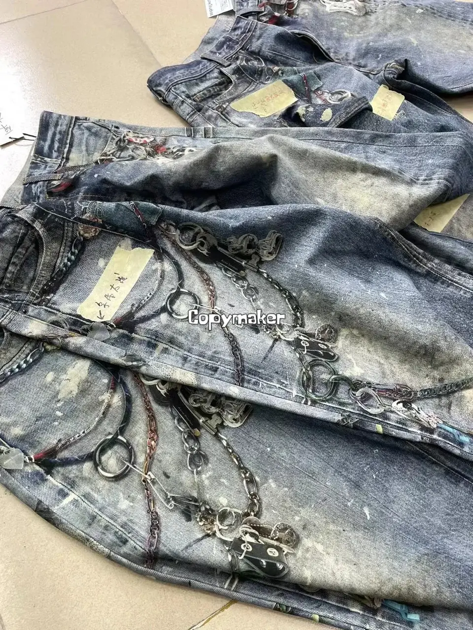 【現貨】Acne Studios 24SS 塗鴉滿版dirtyfit 噴墨baggy 3D印花 直筒牛仔褲長褲工裝褲 1981M
