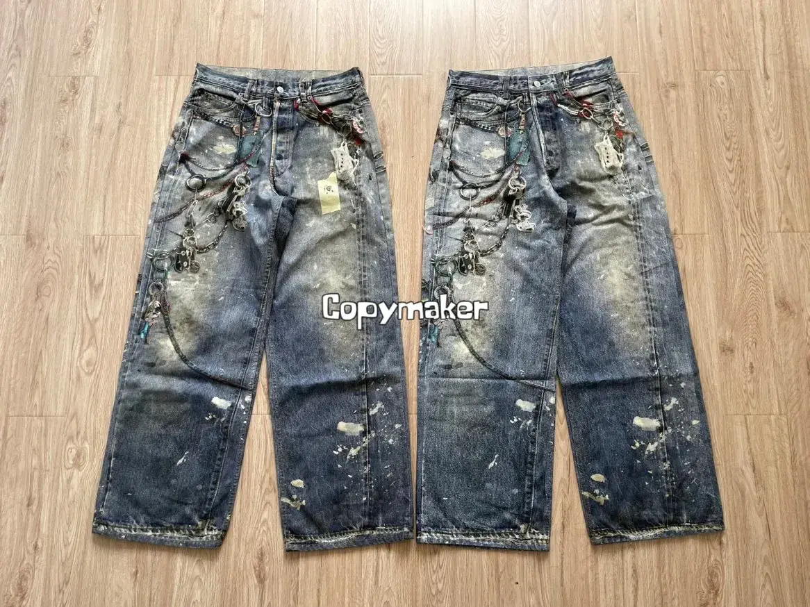 【現貨】Acne Studios 24SS 塗鴉滿版dirtyfit 噴墨baggy 3D印花 直筒牛仔褲長褲工裝褲 1981M