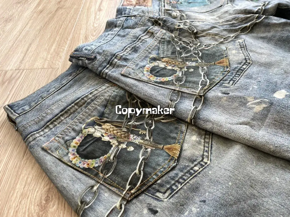 【現貨】Acne Studios 24SS 塗鴉滿版dirtyfit 噴墨baggy 3D印花 直筒牛仔褲長褲工裝褲 1981M