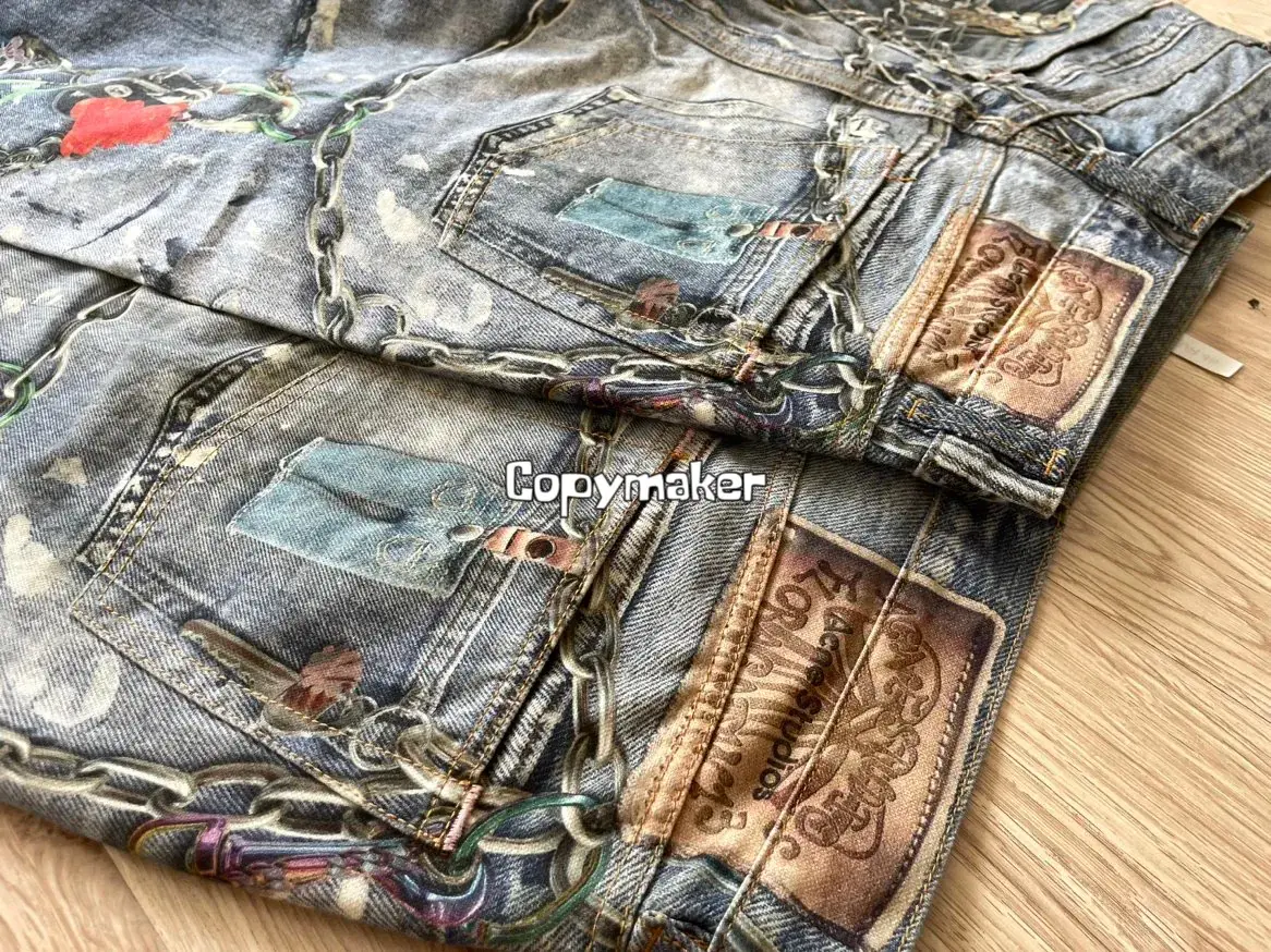 【現貨】Acne Studios 24SS 塗鴉滿版dirtyfit 噴墨baggy 3D印花 直筒牛仔褲長褲工裝褲 1981M