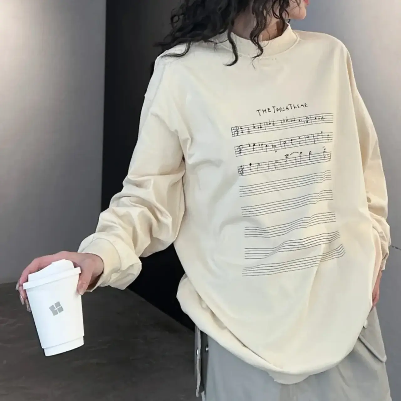 【現貨】【過驗】巴黎 BLC 24FW 音符五線譜 水洗做舊 破壞 圓領衛衣大學T長袖