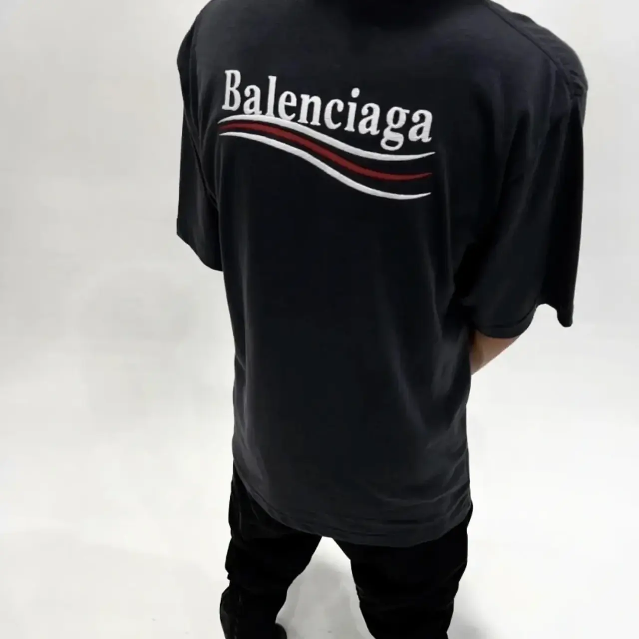 巴黎 BLC 21FW Political Campaign 可樂刺繡 波浪 短袖T恤 黑色