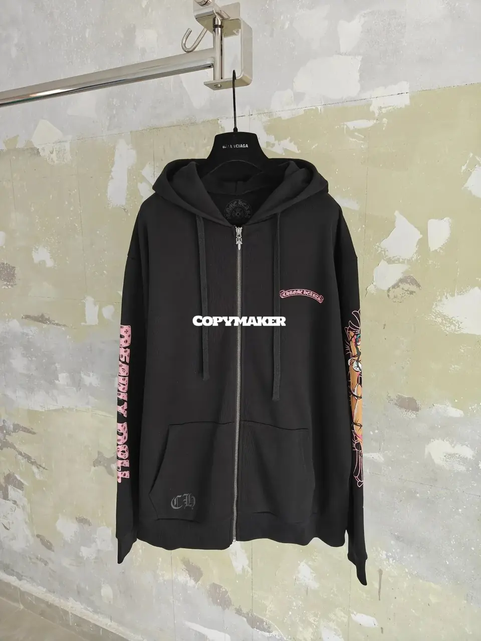 【現貨】Chrome Hearts x DEADLY DOLL 聯名 字母十字架比基尼 拉鍊衛衣夾克連帽外套 黑色