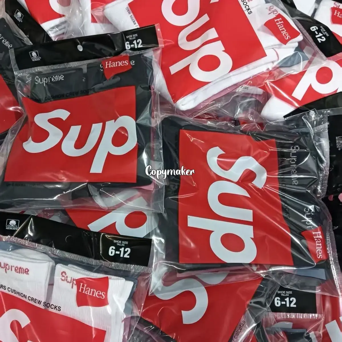 【現貨】【雙11新品】Sup x Hanes 聯名經典 純棉襪子中筒襪棉襪長襪 一組四雙 黑/白