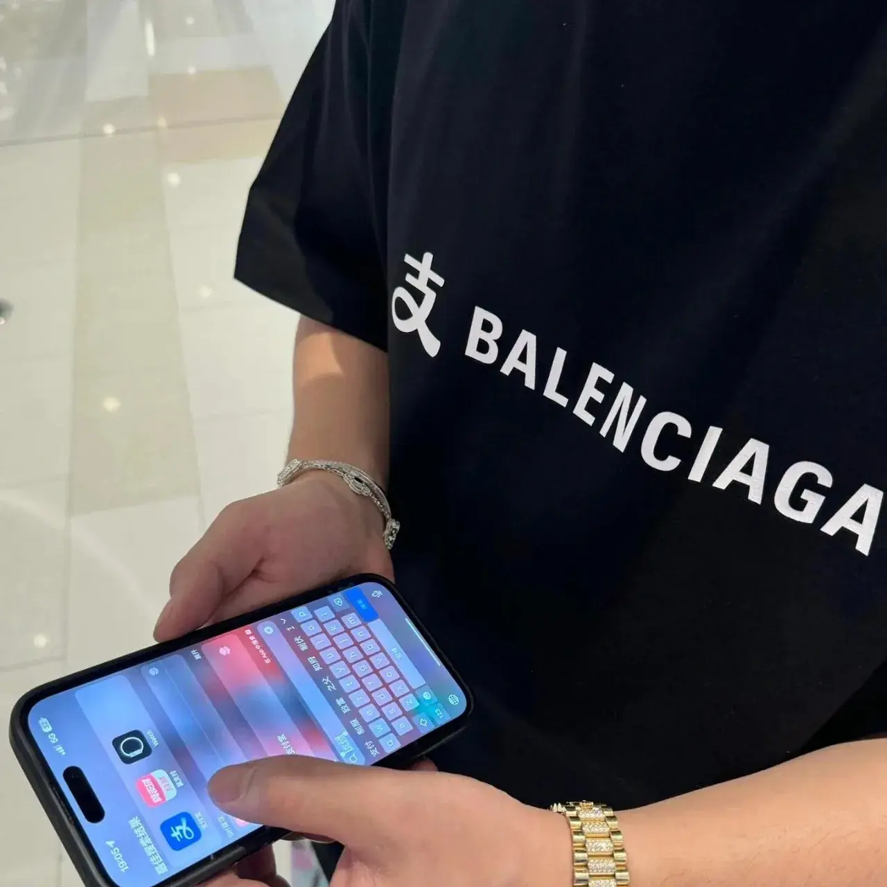巴黎 BLC x 支付寶 25SS 聯名限量款 雙面字母logo 短袖T恤