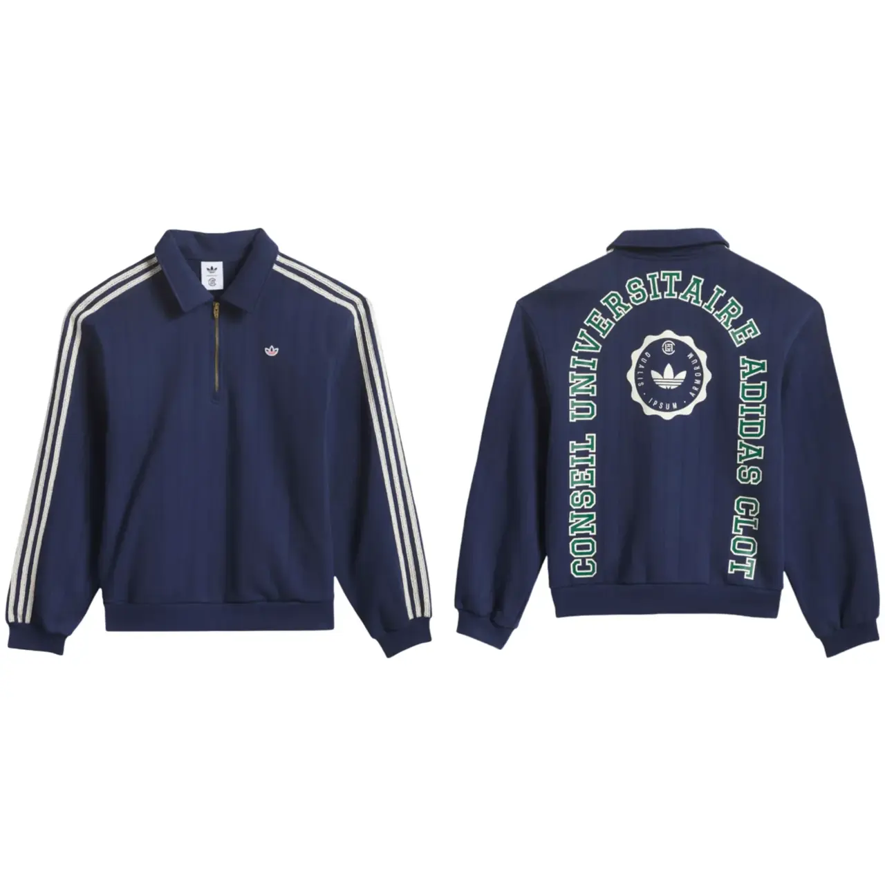 gallery_02 【預售】【過驗】CLOT x AD originals 25FW Polo 條紋翻領半拉鏈針織毛巾衛衣polo衫長袖:圖片 1