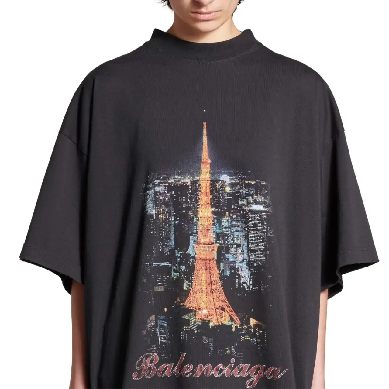 巴黎 BLC 24SS TOKYO 東京銀座限定 鐵塔小破壞 短袖T恤 黑色/灰白
