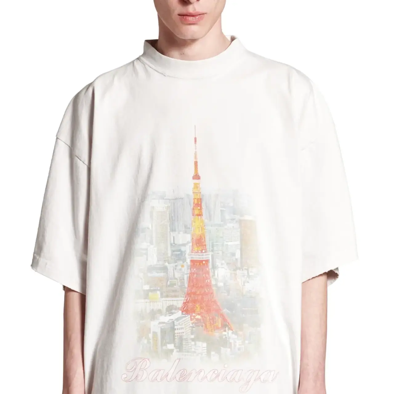 巴黎 BLC 24SS TOKYO 東京銀座限定 鐵塔小破壞 短袖T恤 黑色/灰白