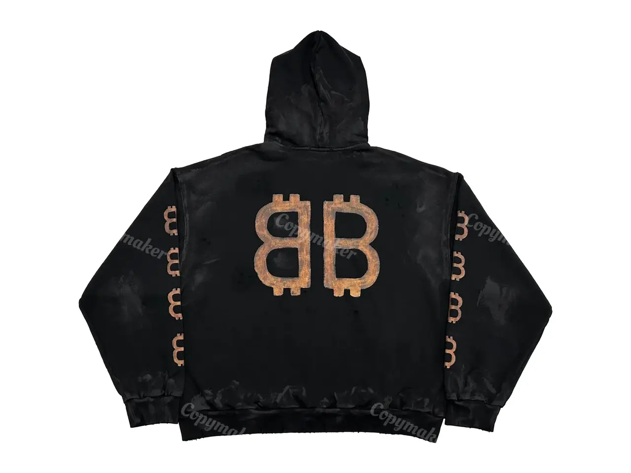 【現貨】巴黎 BLC 23SS 雙B 比特幣 泥染水洗作舊破壞 帽T連帽衛衣帽衫