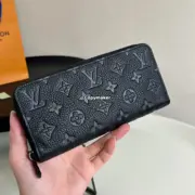【現貨】1V Zippy 經典老花壓紋 滿版Logo  頭層牛皮 黑色 長夾皮夾錢包 M11721：圖片 3