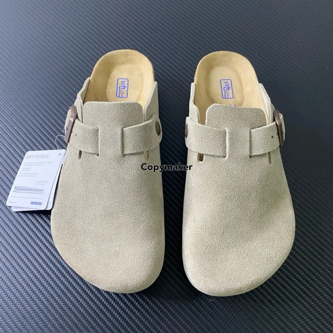 【預售】Birkenstock Boston 麂皮反毛皮 包頭鞋穆勒鞋懶人鞋休閒鞋拖鞋半拖 勃肯 灰褐色