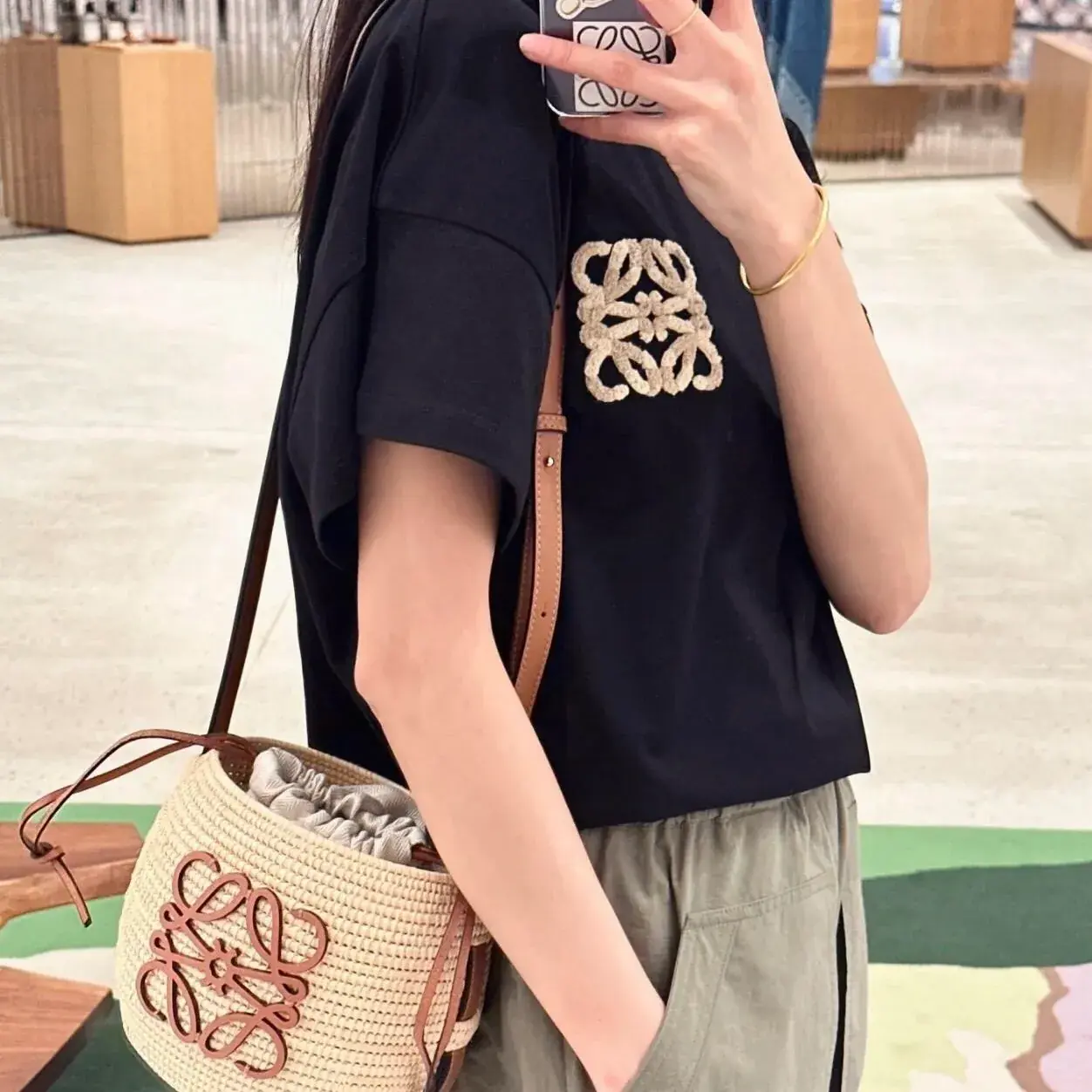 LOWE 24SS Anagram T-shirt 經典幾何logo毛巾刺繡印花 短袖T恤