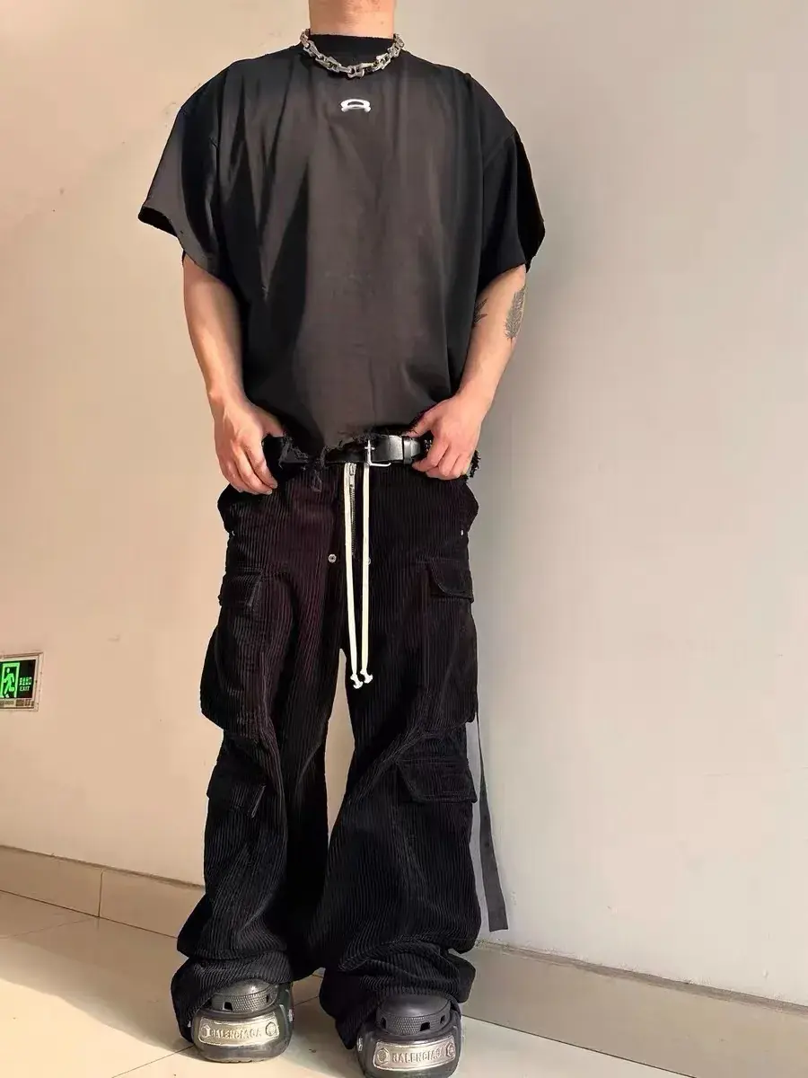 巴黎 BLC 24SS 水洗糜爛流蘇下擺破壞 雙環刺繡logo 短袖T恤 小領口BOXY短寬版型