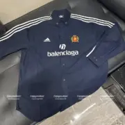 巴黎 BLC x AD 聯名 23SS 秀款 條紋復古 經典刺繡 曼聯  長袖襯衫 夾克外套：圖片 6