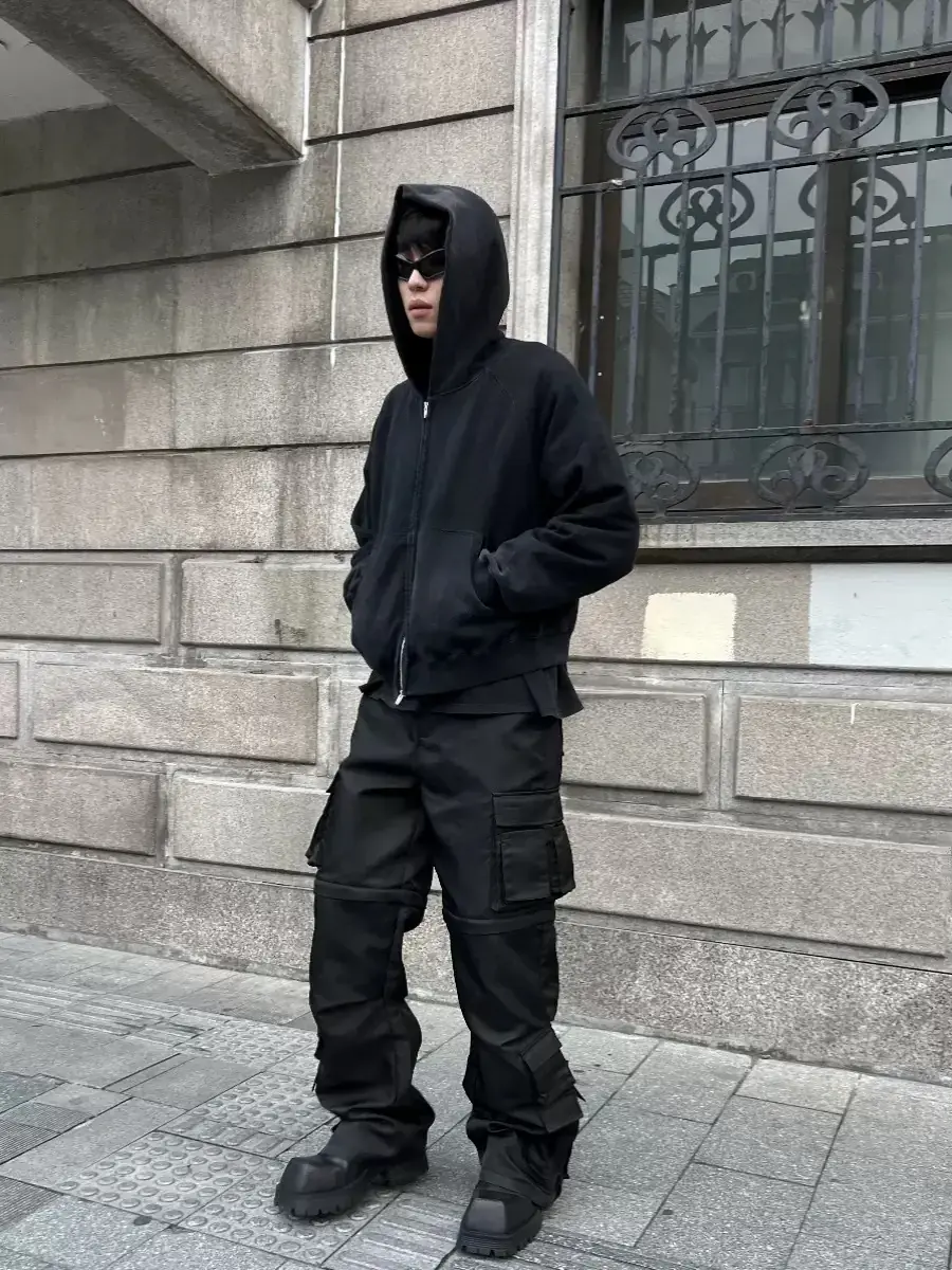 FARFROMWHAT 23SS 素色水洗做舊 連帽外套連帽衛衣夾克 Far Archive