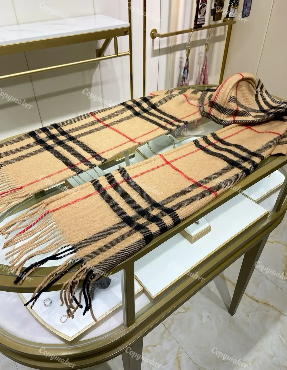BR The Classic Check Cashmere Sacrf 經典格紋 純羊絨 圍巾披肩 卡其色