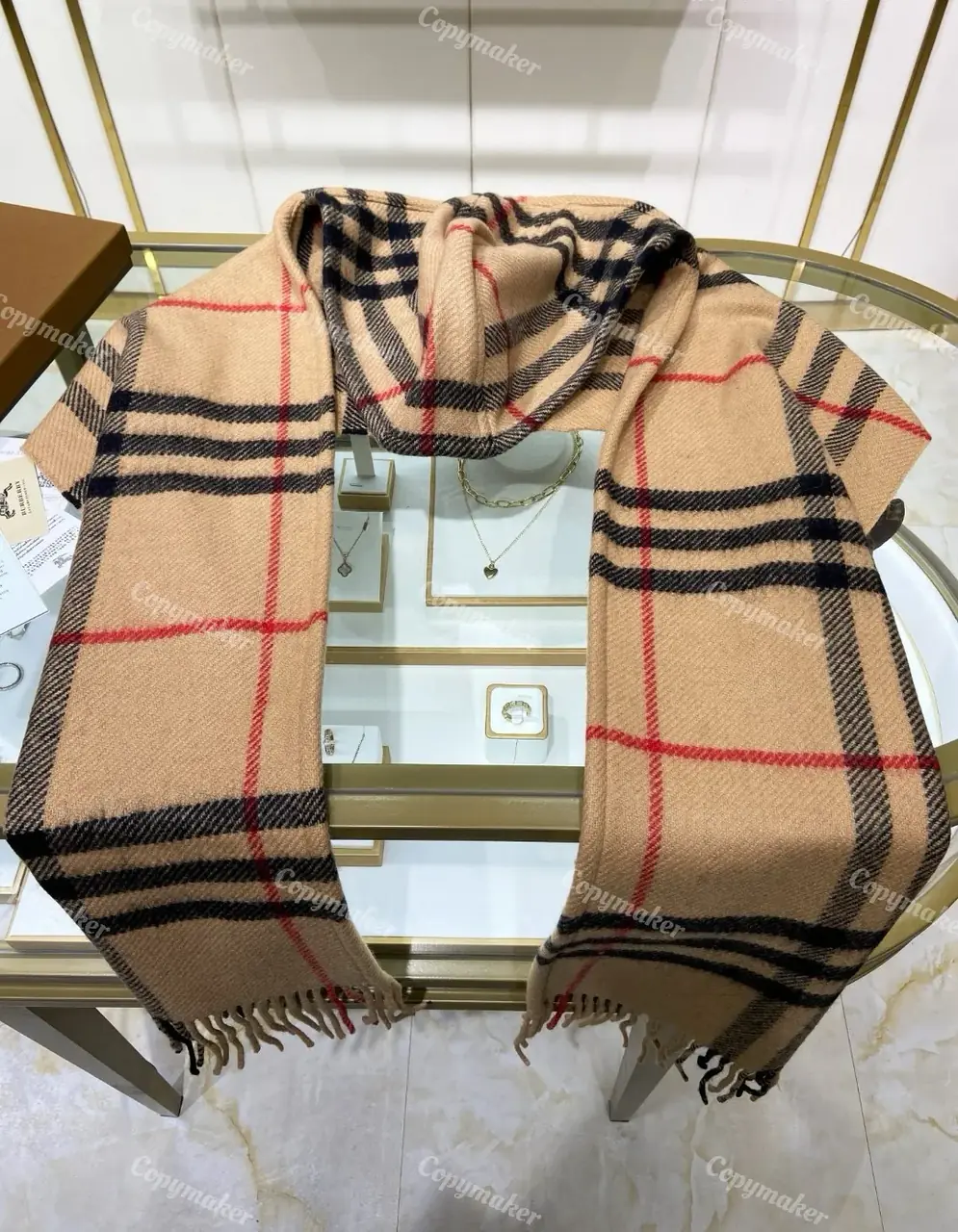 BR The Classic Check Cashmere Sacrf 經典格紋 純羊絨 圍巾披肩 卡其色