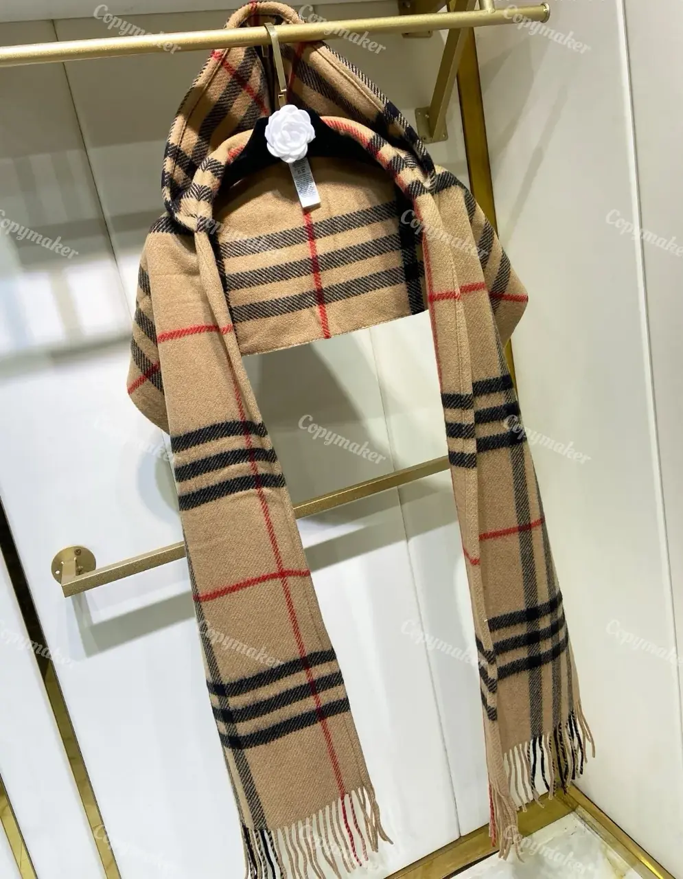 BR The Classic Check Cashmere Sacrf 經典格紋 純羊絨 圍巾披肩 卡其色
