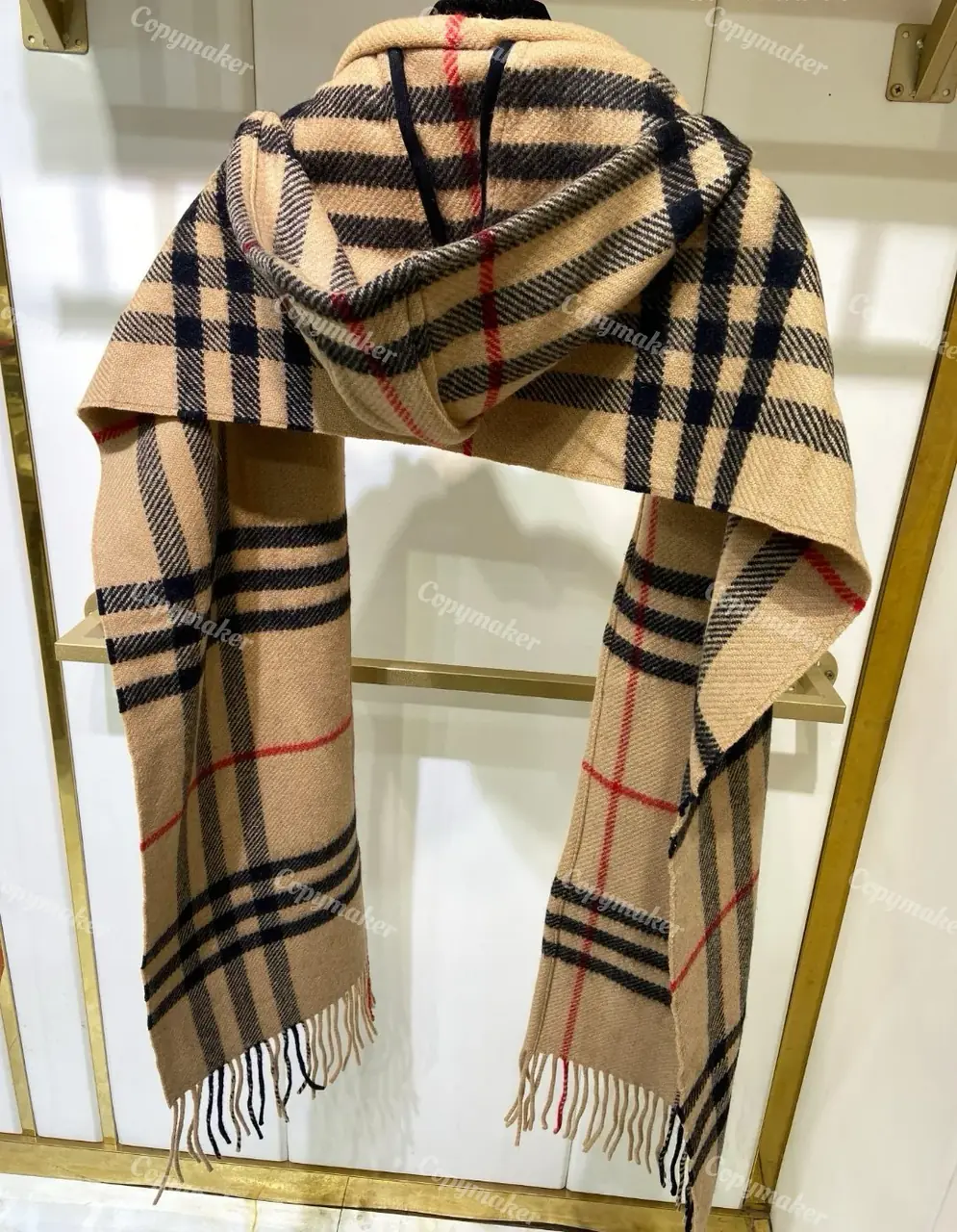 BR The Classic Check Cashmere Sacrf 經典格紋 純羊絨 圍巾披肩 卡其色
