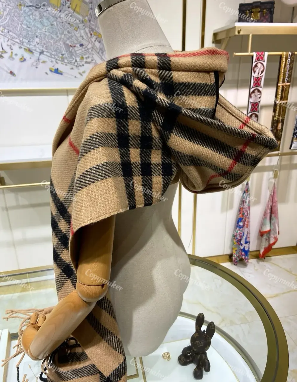 BR The Classic Check Cashmere Sacrf 經典格紋 純羊絨 圍巾披肩 卡其色
