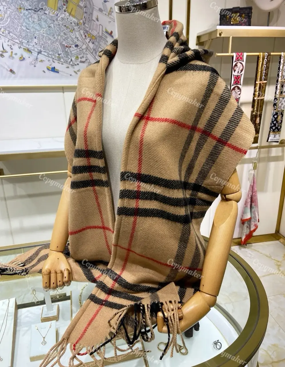 BR The Classic Check Cashmere Sacrf 經典格紋 純羊絨 圍巾披肩 卡其色