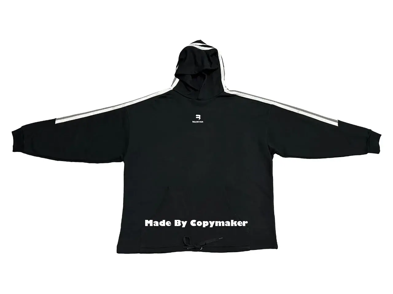 巴黎 BLC 22FW Sporty 刺繡Logo 雙鉤 拼接做舊 帽T 連帽衛衣